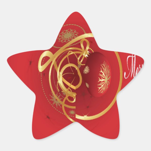 Adesivo Estrela Beliscos de Natal Vermelho têm um belo dia (Frente)