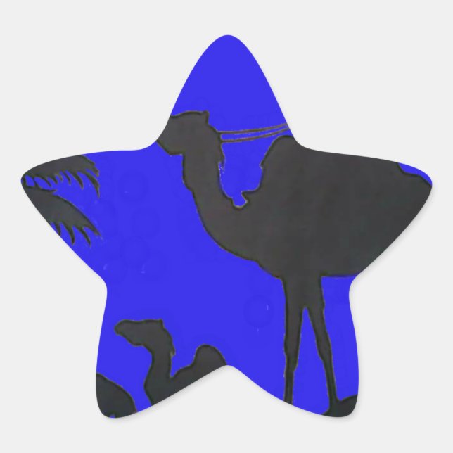 Adesivo Estrela Belo Impressão de Arte Sunset Camel Safari (Frente)