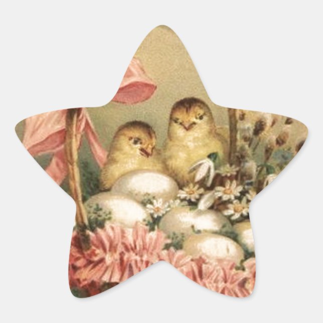 ADESIVO ESTRELA BILHETE ELEGANTE, GALINHAS, FLORES E OVOS LESTE (Frente)