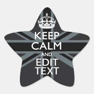 Adesivo Estrela Black on Black Keep Calm Personated Union Jack