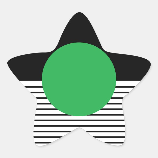 Adesivo Estrela Bloqueio Branco Preto e Círculo Verde (Frente)