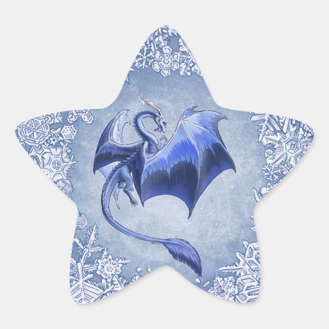 Adesivo Estrela Blue Winter Dragon Fantasy Art (Frente)