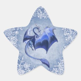 Adesivo Estrela Blue Winter Dragon Fantasy Art