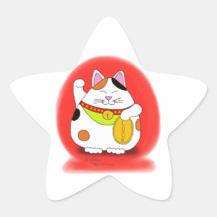 Adesivo Estrela Boa sorte Maneki Neko