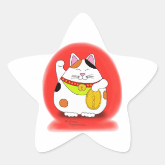 Adesivo Estrela Boa sorte Maneki Neko