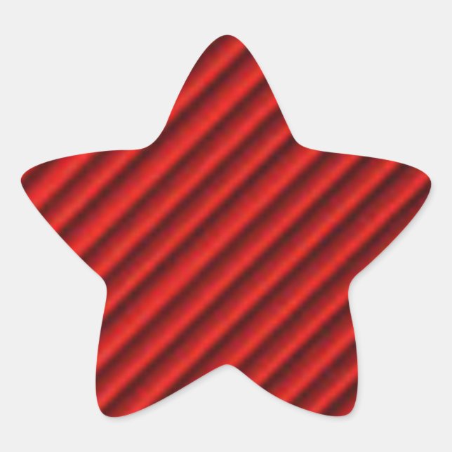 Adesivo Estrela Bola Vermelha com Design Abstrato de Linhas Pretas (Frente)