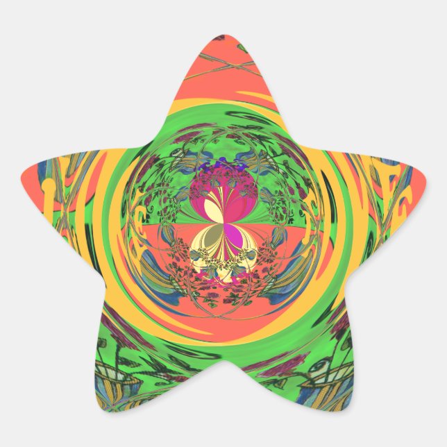 Adesivo Estrela Bonita e Bonita Impressão de Arte Floral (Frente)