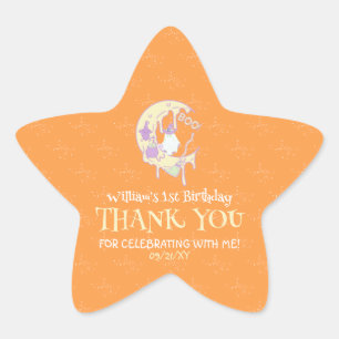 Adesivo Estrela Bonita Lua Fantasma Spooky Um primeiro aniversario