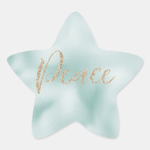 Adesivo Estrela Bonito Aqua Mint Glitzy Glitter Striter Dourada Pa
