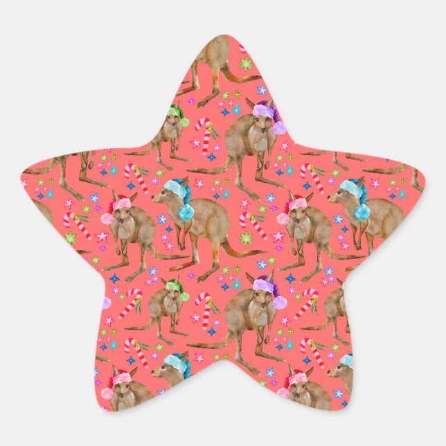 Adesivo Estrela Bonito Canguru, Rosa de Natal (Frente)