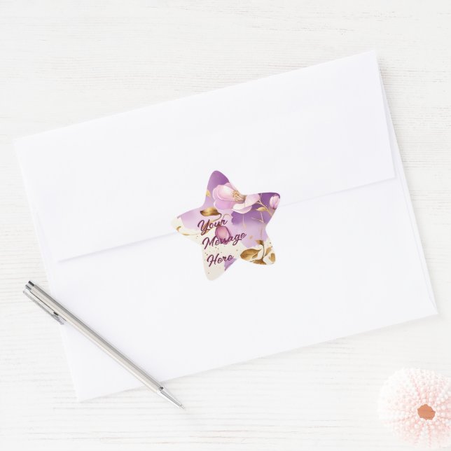 Adesivo Estrela Bonito Puro Dourado Floral (Envelope)