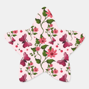 Adesivo Estrela Borboleta Floral Midnight Bloom