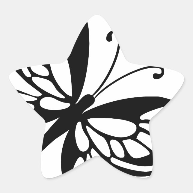 Adesivo Estrela Borboleta Preta e Branca (Frente)