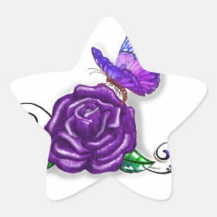 Adesivo Estrela Borboleta Violeta e design de Rosa