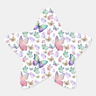 Adesivo Estrela Borboletas de Aquarela Padrão Invisível