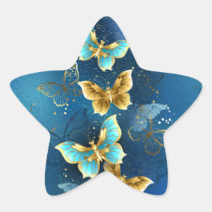 Adesivo Estrela Borboletas de ouro