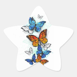 Adesivo Estrela Borboletas voadoras Morpho e Monarca