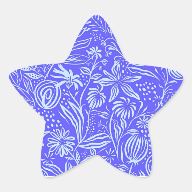 Adesivo Estrela Bright blue-Lilac floral pattern (Frente)