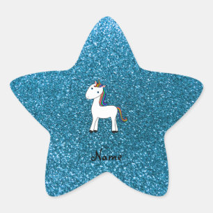 Adesivo Estrela Brilho azul personalizado do unicórnio conhecido