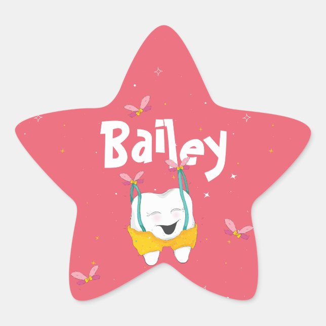 Adesivo Estrela Brincadeira Magia Brincadeira Bela Pêssego Dente V (Frente)