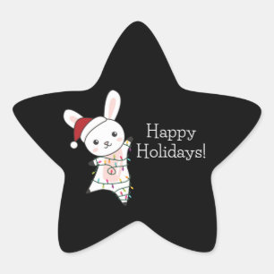 Adesivo Estrela Bunny Feliz Natal Animais de inverno Coelhos Star