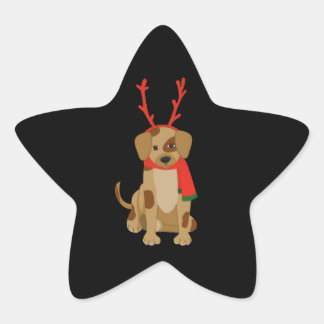 Adesivo Estrela Cachorro de Desenho Animado vestindo Galhadas e Ca