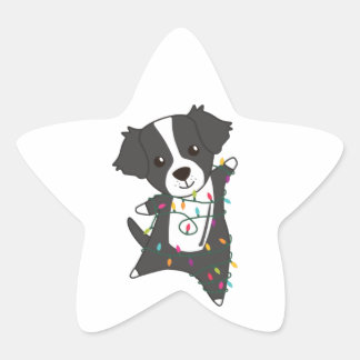 Adesivo Estrela Cachorro de Natal na fronteira Cachorro de inverno