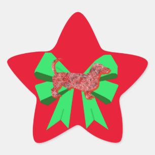 Adesivo Estrela Cachshund Silhout Red & Green Arco Natal