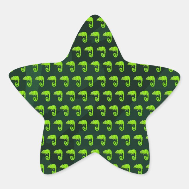 Adesivo Estrela Camaleão verde fofo (Frente)