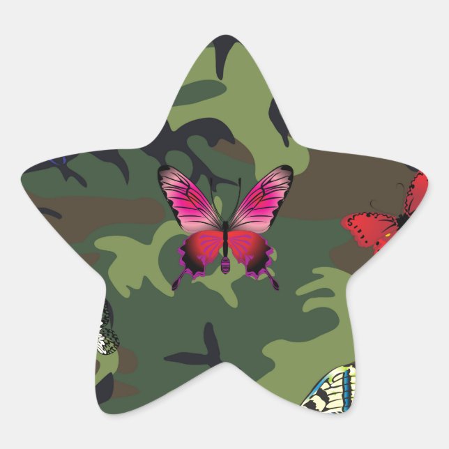 Adesivo Estrela camuflagem de borboletas (Frente)