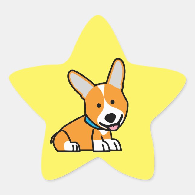 Adesivo Estrela Cãozinho Corgi Corgis - Cãozinho feliz Pembroke We (Frente)