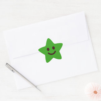 Adesivo Estrela Cara Sorridente Verde Fofa Clássica