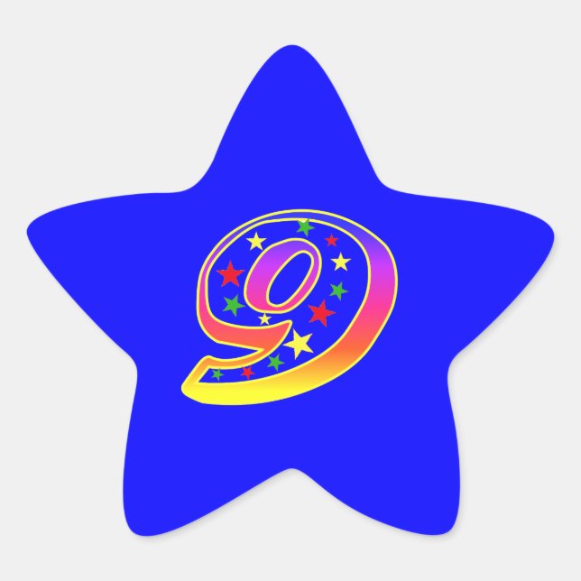 Adesivo Estrela Carimbo de Festa de aniversário nº 9 (Frente)