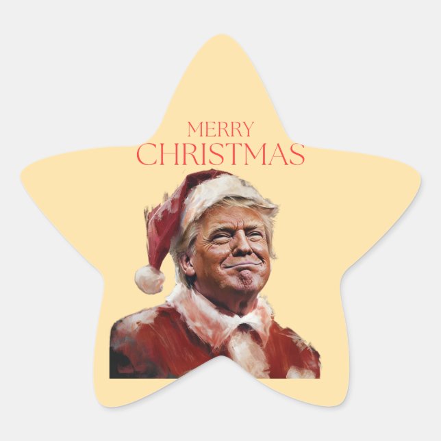 Adesivo Estrela Cartão de Natal Engraçado Trump Papai Noel (Frente)