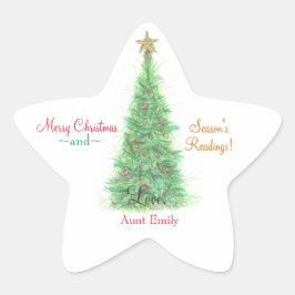 Adesivo Estrela Cartão de presente de Natal personalizado