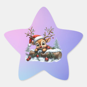 Adesivo Estrela Cartão de Refinador de Natal Bonito com Ornamentos