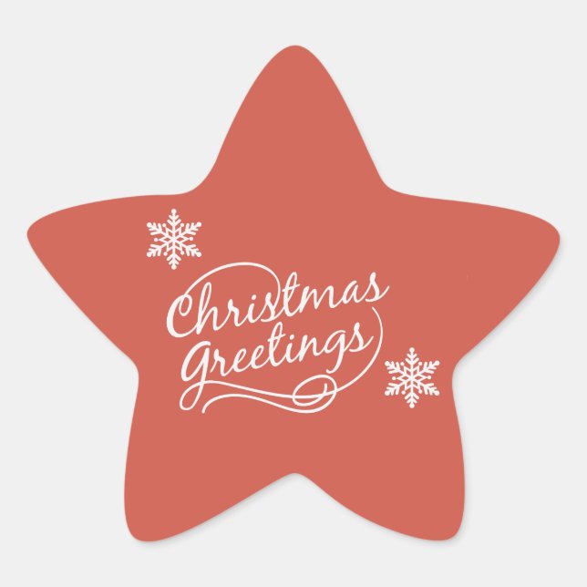 Adesivo Estrela Cartões de natal Vermelhos Com Palitos De Neve (Frente)