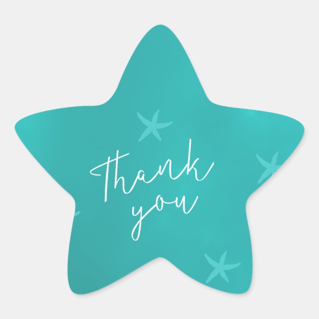 Adesivo Estrela Casamento com estrelas-do-mar azul-turquesa (Frente)
