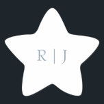 Adesivo Estrela Casamento Mínimo de Iniciais de Monograma Azul Dus<br><div class="desc">Projetado com modelo de texto para as iniciais em monograma que você pode personalizar!</div>
