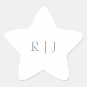 Adesivo Estrela Casamento Mínimo de Iniciais de Monograma Azul Dus