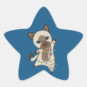 Adesivo Estrela Cat Christmas Snow Winter Animals Cats Star Sticke