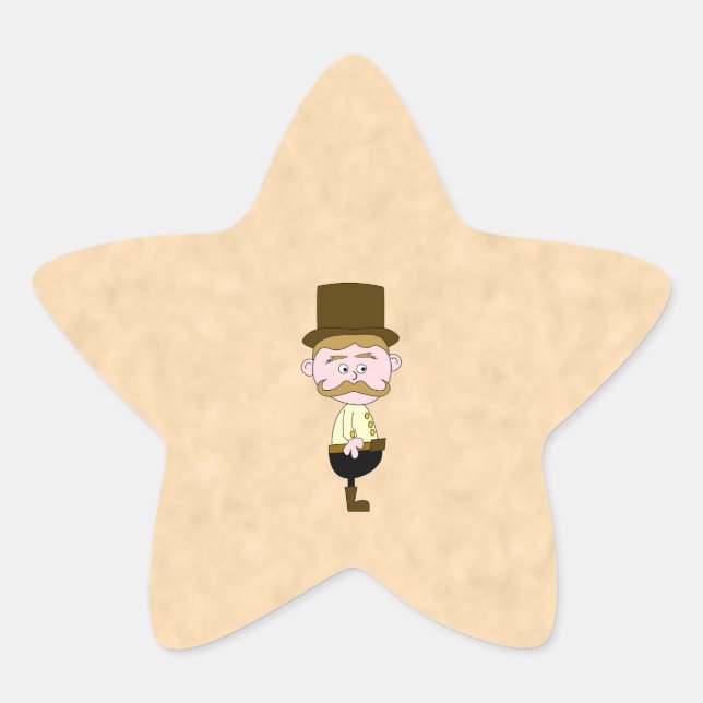 Adesivo Estrela Cavalheiro com chapéu e bigode. Personalizado (Frente)