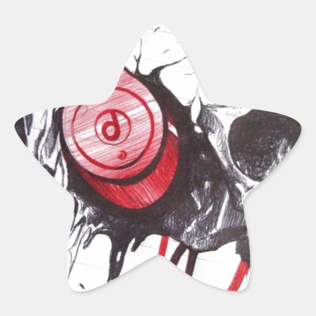 Adesivo Estrela Caveira com Fones de ouvido (Frente)