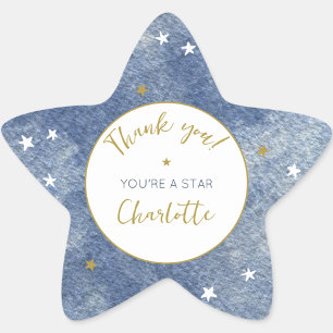 Adesivo Estrela Celestial Star Watercolor Personalizado Obrigado