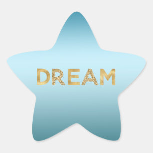 Adesivo Estrela Céu Azul Aqua Ombre Dourado Brilho Sonho