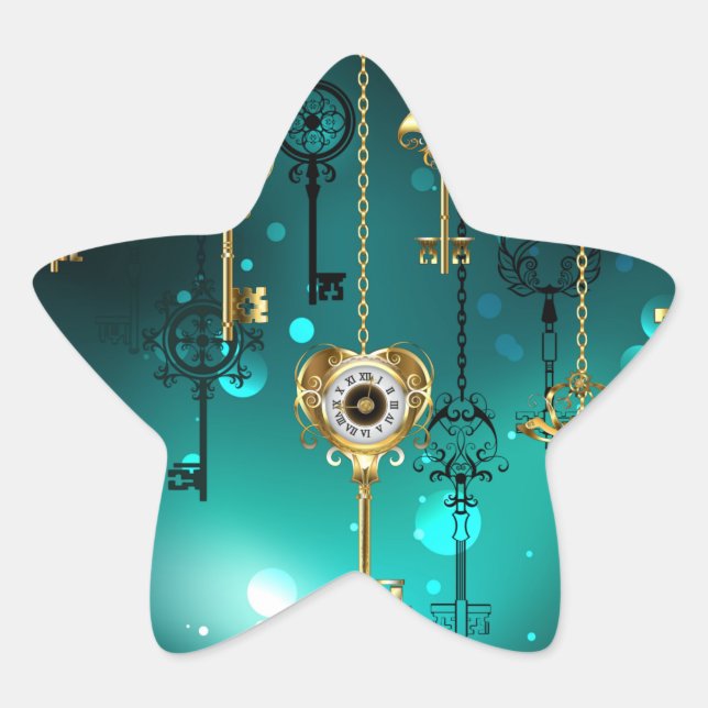 Adesivo Estrela Chaves de Esqueleto Anticas em Fundo Verde (Frente)