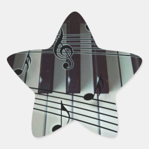 Adesivo Estrela Chaves do piano e notas da música