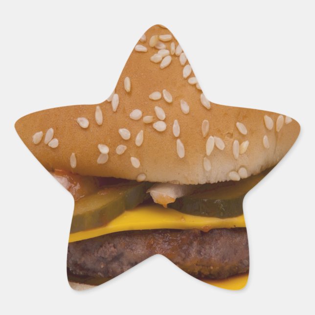 Adesivo Estrela Cheeseburger Em Arma De Semente De Sésamo (Frente)