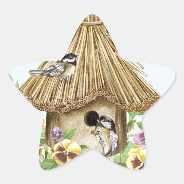 Adesivo Estrela Chickadees Birdhouse (Frente)