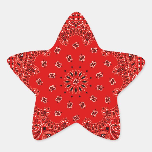 Adesivo Estrela CHURRASCO Red Paisley Western Bandana Scarf Impres (Frente)